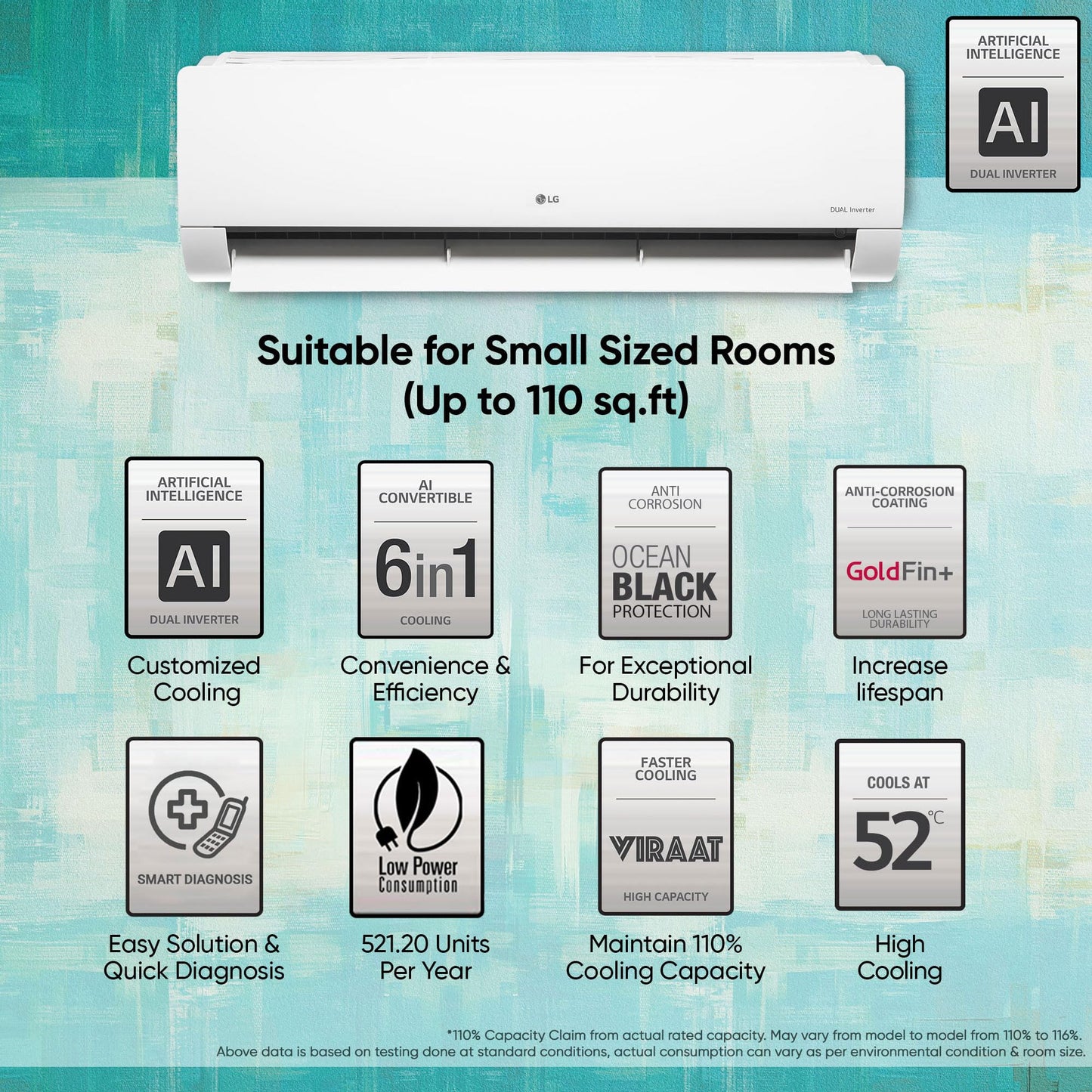 LG 1 Ton 4 Star DUAL Inverter Split AC (Copper, AI Convertible 6-in-1 Cooling, 4 Way Swing, HD Filter with Anti-Virus Protection, Faster Cooling & Energy Saving, 2024 Model, TS-Q13JNYE, White) 