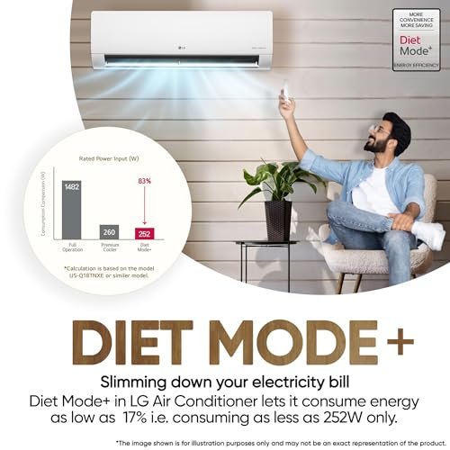 LG 1 Ton 4 Star DUAL Inverter Split AC (Copper, AI Convertible 6-in-1 with VIRAAT Mode, Faster Cooling & Energy Saving, 4 Way Swing, HD Filter with AntiVirus Protection, US-Q13JNYE, White) 