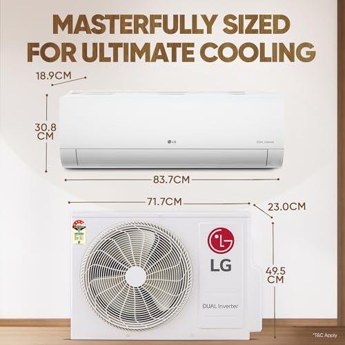 LG 1 Ton 4 Star DUAL Inverter Split AC (Copper, AI Convertible 6-in-1 with VIRAAT Mode, Faster Cooling & Energy Saving, 4 Way Swing, HD Filter with AntiVirus Protection, US-Q13JNYE, White) 