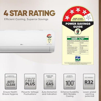 LG 1 Ton 4 Star DUAL Inverter Split AC (Copper, AI Convertible 6-in-1 with VIRAAT Mode, Faster Cooling & Energy Saving, 4 Way Swing, HD Filter with AntiVirus Protection, US-Q13JNYE, White) 