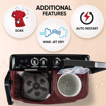 LG 11.5 kg, 5 Star, Roller Jet Pulsator with Soak, Wind Jet Dry Technology, Semi-Automatic Top Load Washing Machine (2025 Model, P115ASDAZ, Smart Filter & Rat Away feature) 