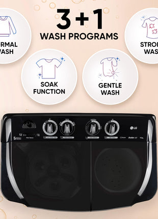 LG 11.5 kg, 5 Star, Roller Jet Pulsator with Soak, Wind Jet Dry Technology, Semi-Automatic Top Load Washing Machine (2025 Model, P115ASDAZ, Smart Filter & Rat Away feature) 