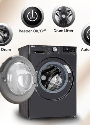LG 11 Kg (Wash) / 7 Kg (Dry), AI Direct Drive Technology, Steam+ & Wi-Fi Front Load Fully Automatic Washer Dryer (FHD1107STB, Intelligent & Convenient Fabric Care, Wrinkle Care, Black Steel) 