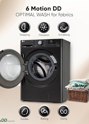 LG 11 Kg (Wash) / 7 Kg (Dry), AI Direct Drive Technology, Steam+ & Wi-Fi Front Load Fully Automatic Washer Dryer (FHD1107STB, Intelligent & Convenient Fabric Care, Wrinkle Care, Black Steel) 