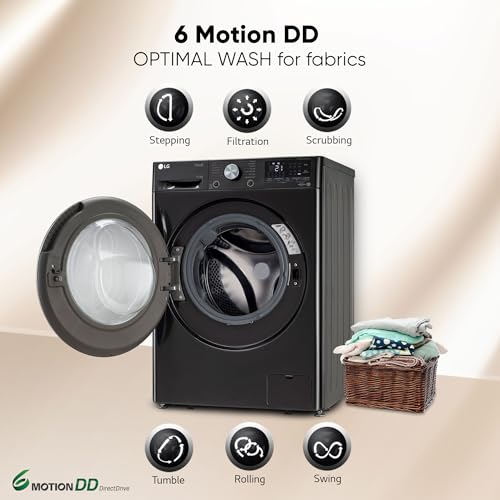 LG 11 Kg (Wash) / 7 Kg (Dry), AI Direct Drive Technology, Steam+ & Wi-Fi Front Load Fully Automatic Washer Dryer (FHD1107STB, Intelligent & Convenient Fabric Care, Wrinkle Care, Black Steel) 