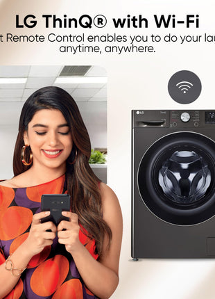 LG 11 Kg (Wash) / 7 Kg (Dry), AI Direct Drive Technology, Steam+ & Wi-Fi Front Load Fully Automatic Washer Dryer (FHD1107STB, Intelligent & Convenient Fabric Care, Wrinkle Care, Black Steel) 
