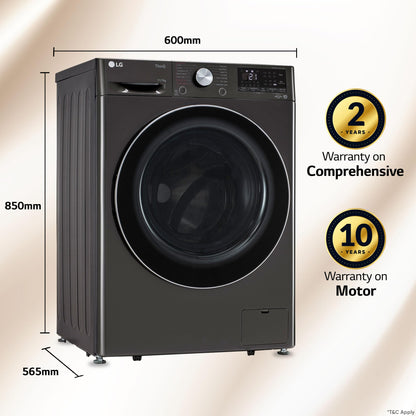 LG 11 Kg (Wash) / 7 Kg (Dry), AI Direct Drive Technology, Steam+ & Wi-Fi Front Load Fully Automatic Washer Dryer (FHD1107STB, Intelligent & Convenient Fabric Care, Wrinkle Care, Black Steel) 