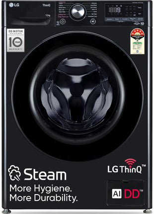 LG 12 Kg, 5 Star, AI Direct Drive Technology, Wi-Fi, Steam Fully Automatic Front Load Washing Machine (FHP1412Z5O, Intelligent & Convenient Fabric Care, Allergy Care, Remote Control, Onyx Black) 