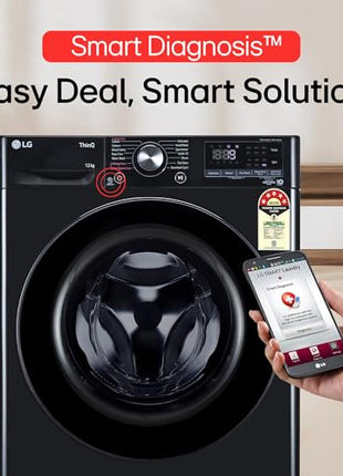 LG 12 Kg, 5 Star, AI Direct Drive Technology, Wi-Fi, Steam Fully Automatic Front Load Washing Machine (FHP1412Z5O, Intelligent & Convenient Fabric Care, Allergy Care, Remote Control, Onyx Black) 