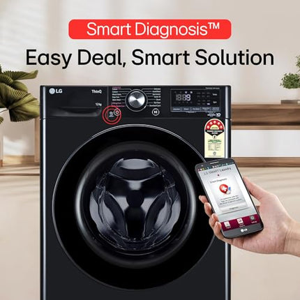 LG 12 Kg, 5 Star, AI Direct Drive Technology, Wi-Fi, Steam Fully Automatic Front Load Washing Machine (FHP1412Z5O, Intelligent & Convenient Fabric Care, Allergy Care, Remote Control, Onyx Black) 
