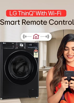 LG 12 Kg, 5 Star, AI Direct Drive Technology, Wi-Fi, Steam Fully Automatic Front Load Washing Machine (FHP1412Z5O, Intelligent & Convenient Fabric Care, Allergy Care, Remote Control, Onyx Black) 