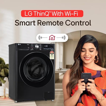 LG 12 Kg, 5 Star, AI Direct Drive Technology, Wi-Fi, Steam Fully Automatic Front Load Washing Machine (FHP1412Z5O, Intelligent & Convenient Fabric Care, Allergy Care, Remote Control, Onyx Black) 