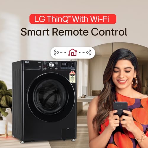 LG 12 Kg, 5 Star, AI Direct Drive Technology, Wi-Fi, Steam Fully Automatic Front Load Washing Machine (FHP1412Z5O, Intelligent & Convenient Fabric Care, Allergy Care, Remote Control, Onyx Black) 