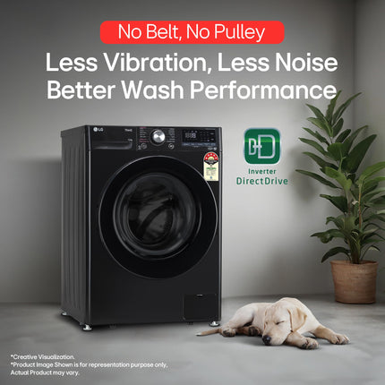 LG 12 Kg, 5 Star, AI Direct Drive Technology, Wi-Fi, Steam Fully Automatic Front Load Washing Machine (FHP1412Z5O, Intelligent & Convenient Fabric Care, Allergy Care, Remote Control, Onyx Black) 