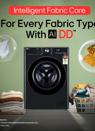 LG 12 Kg, 5 Star, AI Direct Drive Technology, Wi-Fi, Steam Fully Automatic Front Load Washing Machine (FHP1412Z5O, Intelligent & Convenient Fabric Care, Allergy Care, Remote Control, Onyx Black) 