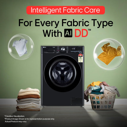 LG 12 Kg, 5 Star, AI Direct Drive Technology, Wi-Fi, Steam Fully Automatic Front Load Washing Machine (FHP1412Z5O, Intelligent & Convenient Fabric Care, Allergy Care, Remote Control, Onyx Black) 