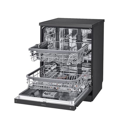 LG 14 Place Setting Free Standing Dish Washer with TrueSteam, QuadWash, EasyRack Plus, Wi-Fi Enabled (DFB424FM, Matte Black, Inverter Direct Drive Motor) 