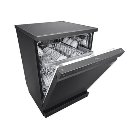 LG 14 Place Setting Free Standing Dish Washer with TrueSteam, QuadWash, EasyRack Plus, Wi-Fi Enabled (DFB424FM, Matte Black, Inverter Direct Drive Motor) 
