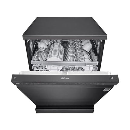 LG 14 Place Setting Free Standing Dish Washer with TrueSteam, QuadWash, EasyRack Plus, Wi-Fi Enabled (DFB424FM, Matte Black, Inverter Direct Drive Motor) 