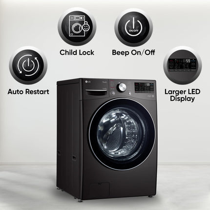 LG 15 Kg (Wash) / 8 Kg (Dry) Ai Direct Drive With Wi-Fi Fully Automatic Front Load Washer Dryer (Fhd1508Stb, With Steam Remove Allergen & Turbowash, Black Vcm) 