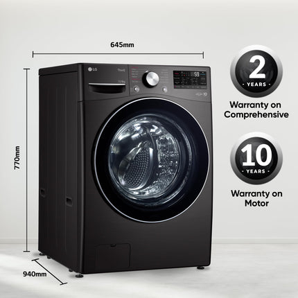 LG 15 Kg (Wash) / 8 Kg (Dry) Ai Direct Drive With Wi-Fi Fully Automatic Front Load Washer Dryer (Fhd1508Stb, With Steam Remove Allergen & Turbowash, Black Vcm) 