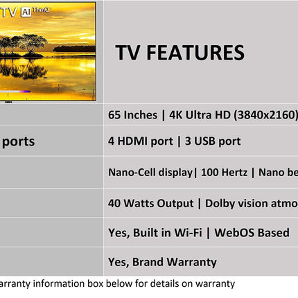 LG 164 cm (65 inches) 4K UHD Smart Nano-cell TV 65SM9000PTA (Black) 