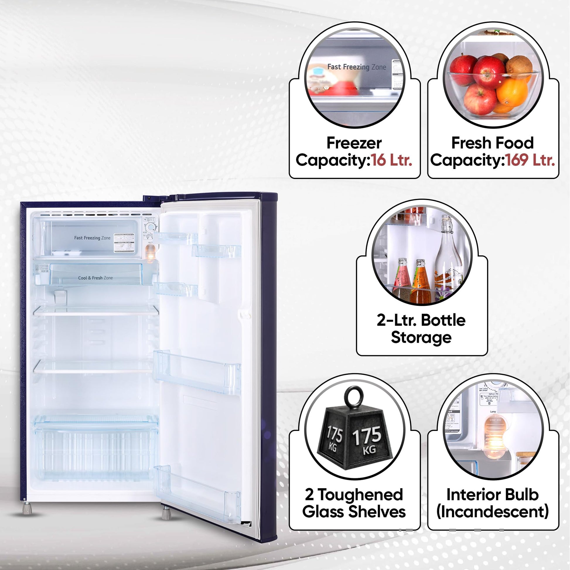 LG 185 L, 4 Star, Smart Inverter, Direct-Cool Single Door Refrigerator (GL-B199OBEY, Blue Euphoria, Smart Connect & Fast Ice Making) 