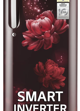 LG 185 L, 5 Star, Smart Inverter, Direct-Cool Single Door Refrigerator (GL-D201ASCU.BSCZEBN, Scarlet Charm, Base stand with drawer & Fast Ice Making) 