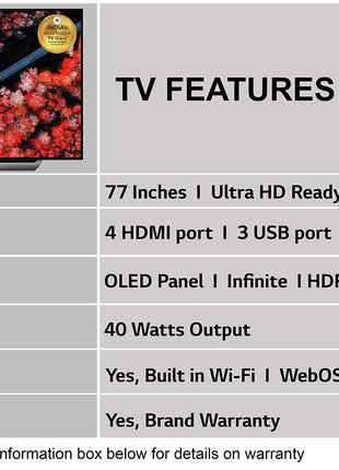 LG 195 cms (77 inches) 4K Ultra HD Smart OLED TV OLED77C9PTA | With Built-in Alexa (Dark Meteo Titanium) (2019 Model) 
