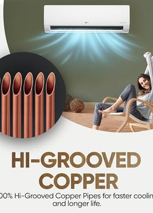 LG 2 Ton 3 Star DUAL Inverter Split AC (Copper, AI Convertible 6-in-1, Diet Mode+, Faster Cooling & Energy Saving, 4 Way Swing, HD Filter with Anti-Virus Protection, US-Q24ENXE, White) 