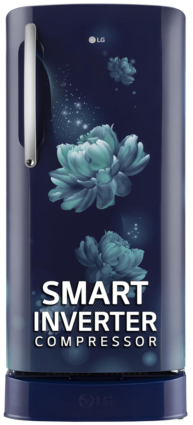 LG 201 L 5 Star Inverter Direct-Cool Single Door Refrigerator (GL-D211HBCZ, Blue Charm, Base stand with drawer) 