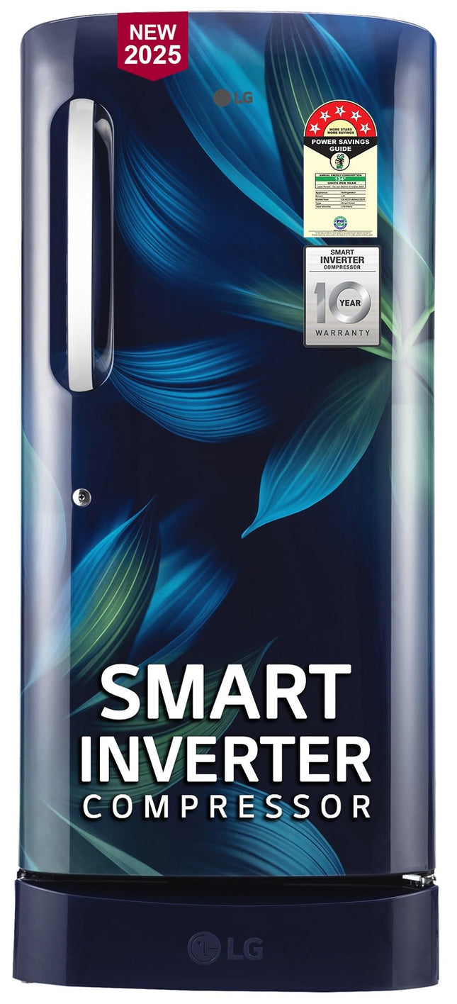 LG 210 L, 5 Star, Direct Cool, Smart Inverter Compressor, Single Door Refrigerator (2025 Model, GL-D231ABAU, Blue Aurora, Humidity Controller, Base stand with Drawer & Fast Ice Making) 