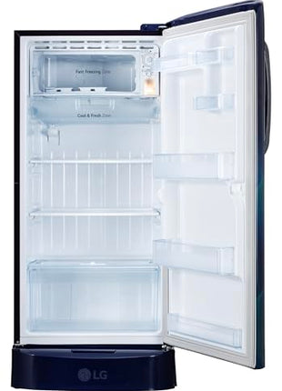 LG 210 L, 5 Star, Direct Cool, Smart Inverter Compressor, Single Door Refrigerator (2025 Model, GL-D231ABAU, Blue Aurora, Humidity Controller, Base stand with Drawer & Fast Ice Making) 