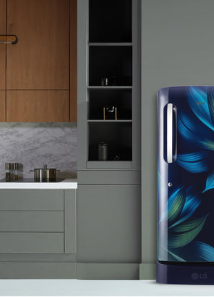 LG 210 L, 5 Star, Direct Cool, Smart Inverter Compressor, Single Door Refrigerator (2025 Model, GL-D231ABAU, Blue Aurora, Humidity Controller, Base stand with Drawer & Fast Ice Making) 
