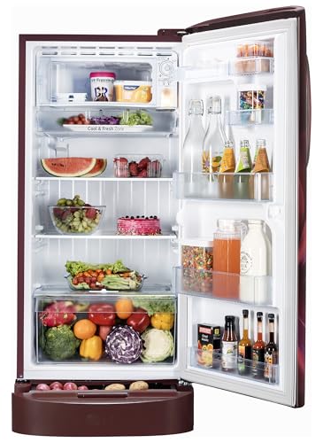 LG 210 L, 5 Star, Direct Cool, Smart Inverter Compressor, Single Door Refrigerator (2025 Model, GL-D231ASAU, Scarlet Aurora, Moist 'N' Fresh, Base stand with Drawer & Fast Ice Making) 