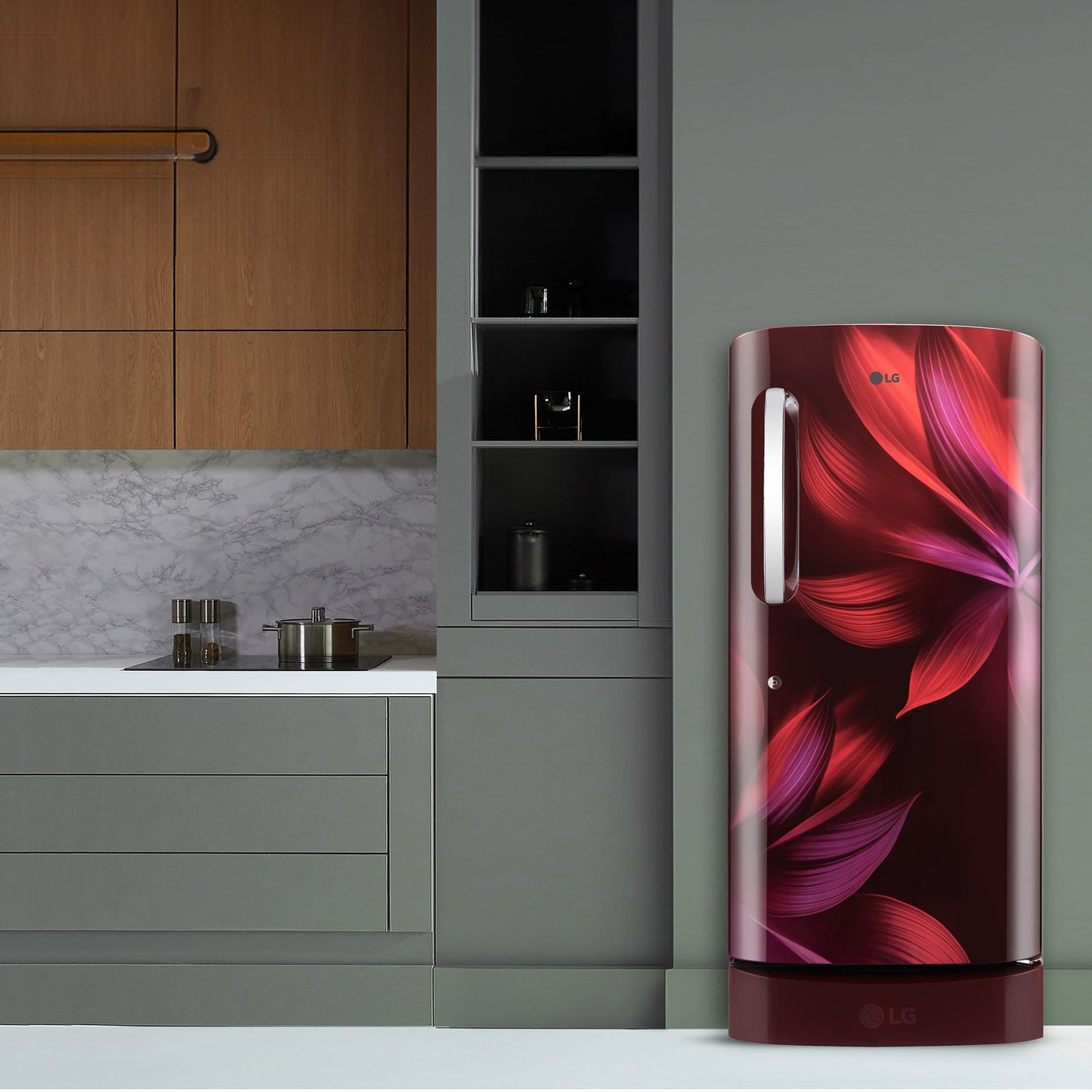 LG 210 L, 5 Star, Direct Cool, Smart Inverter Compressor, Single Door Refrigerator (2025 Model, GL-D231ASAU, Scarlet Aurora, Moist 'N' Fresh, Base stand with Drawer & Fast Ice Making) 