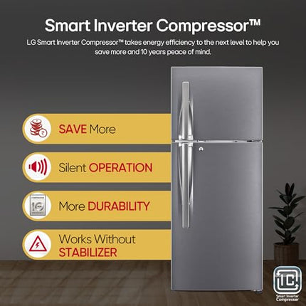 LG 240 L 3 Star Frost-Free Smart Inverter Double Door Refrigerator (GL-S292RDSX, Dazzle Steel, Convertible & Multi Air Flow Cooling) 