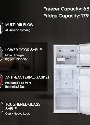 LG 242 L 2 Star Frost Free Smart Inverter Double Door Refrigerator ( GL-I292RPZY, Shiny Steel, Door Cooling +) 