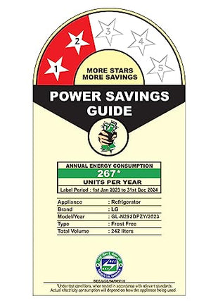 LG 242 L 2 Star Frost-Free Smart Inverter Double Door Refrigerator (GL-N292DPZY, Shiny Steel, Smart Connect & Multi Air Flow) 