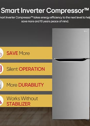 LG 242 L 2 Star Frost-Free Smart Inverter Double Door Refrigerator (GL-N292DPZY, Shiny Steel, Smart Connect & Multi Air Flow) 