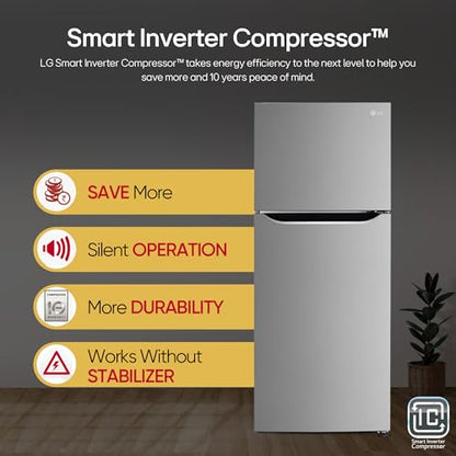 LG 242 L 2 Star Frost-Free Smart Inverter Double Door Refrigerator (GL-N292DPZY, Shiny Steel, Smart Connect & Multi Air Flow) 