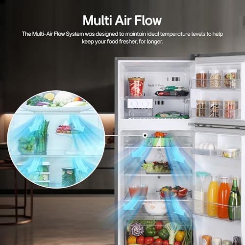 LG 242 L 2 Star Frost-Free Smart Inverter Double Door Refrigerator (GL-N292DPZY, Shiny Steel, Smart Connect & Multi Air Flow) 