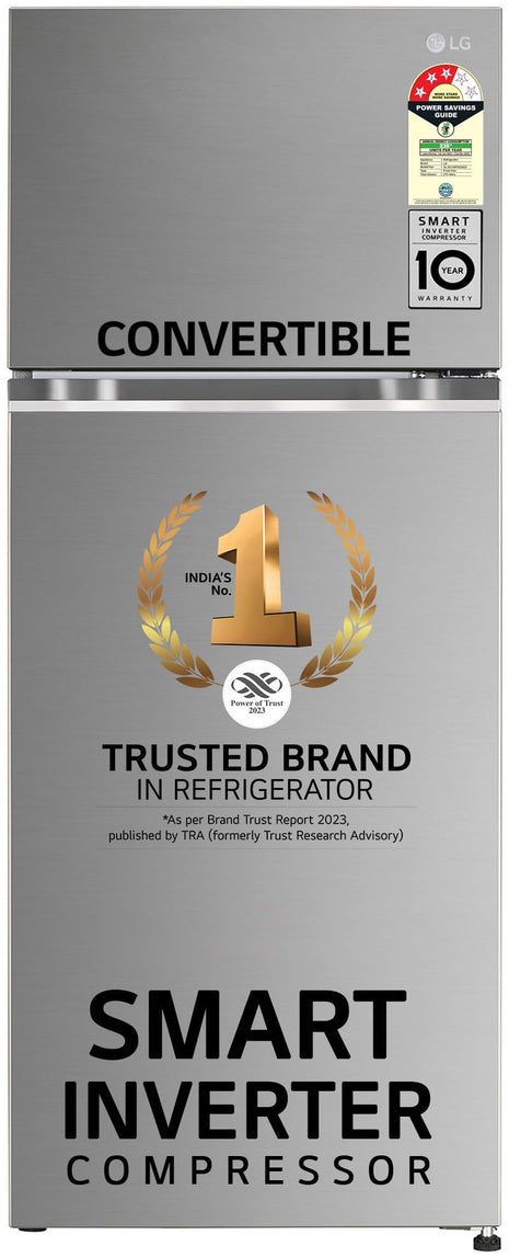 LG 272 L 3 Star Frost-Free Smart Inverter Compressor Double Door Refrigerator (GL-S312SPZX, Shiny Steel, Convertible & Multi Air Flow Cooling) 