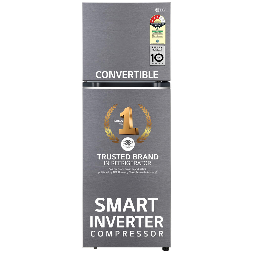 LG 322 L 3 Star Frost-Free Smart Inverter Double Door Refrigerator (GL-S342SDSX, Dazzle Steel, Convertible with Express Freeze)