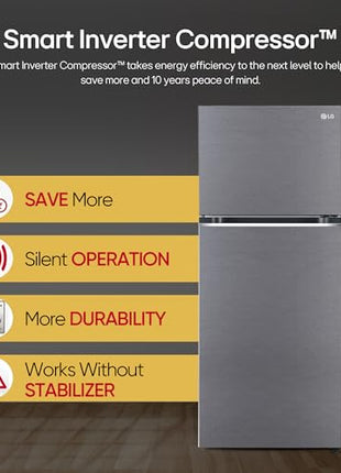 LG 322 L 3 Star Frost-Free Smart Inverter Double Door Refrigerator (GL-S342SDSX, Dazzle Steel, Convertible with Express Freeze) 