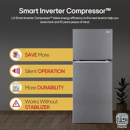 LG 322 L 3 Star Frost-Free Smart Inverter Double Door Refrigerator (GL-S342SDSX, Dazzle Steel, Convertible with Express Freeze) 