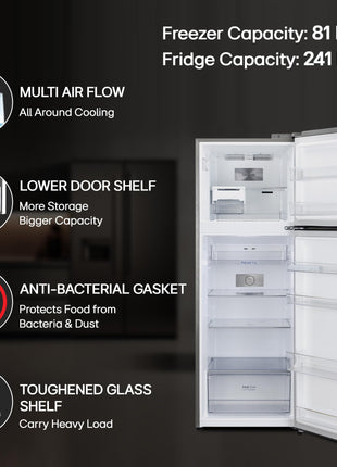 LG 322 L 3 Star Frost-Free Smart Inverter Double Door Refrigerator (GL-S342SDSX, Dazzle Steel, Convertible with Express Freeze) 