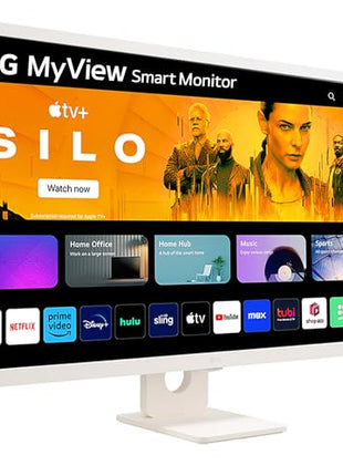 LG 32SR50F Smart Monitor (32", 80cm), FHD IPS Display (1920 x 1080) with webOS, Work & Play Smarter, ThinQ Home Dashboard, AirPlay 2 + Screen Share + Bluetooth, Stylish Design - White 