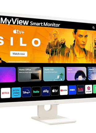 LG 32SR50F Smart Monitor (32", 80cm), FHD IPS Display (1920 x 1080) with webOS, Work & Play Smarter, ThinQ Home Dashboard, AirPlay 2 + Screen Share + Bluetooth, Stylish Design - White 
