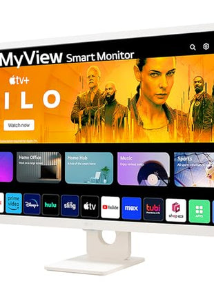 LG 32SR50F Smart Monitor (32", 80cm), FHD IPS Display (1920 x 1080) with webOS, Work & Play Smarter, ThinQ Home Dashboard, AirPlay 2 + Screen Share + Bluetooth, Stylish Design - White 